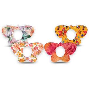 ExpressionMed Ruffle Bloom Dexcom G7 and Dexcom Stelo Glucose Biosensor System Butterfly, 4-Pack Tape floral ruffle style Accessories for CGM