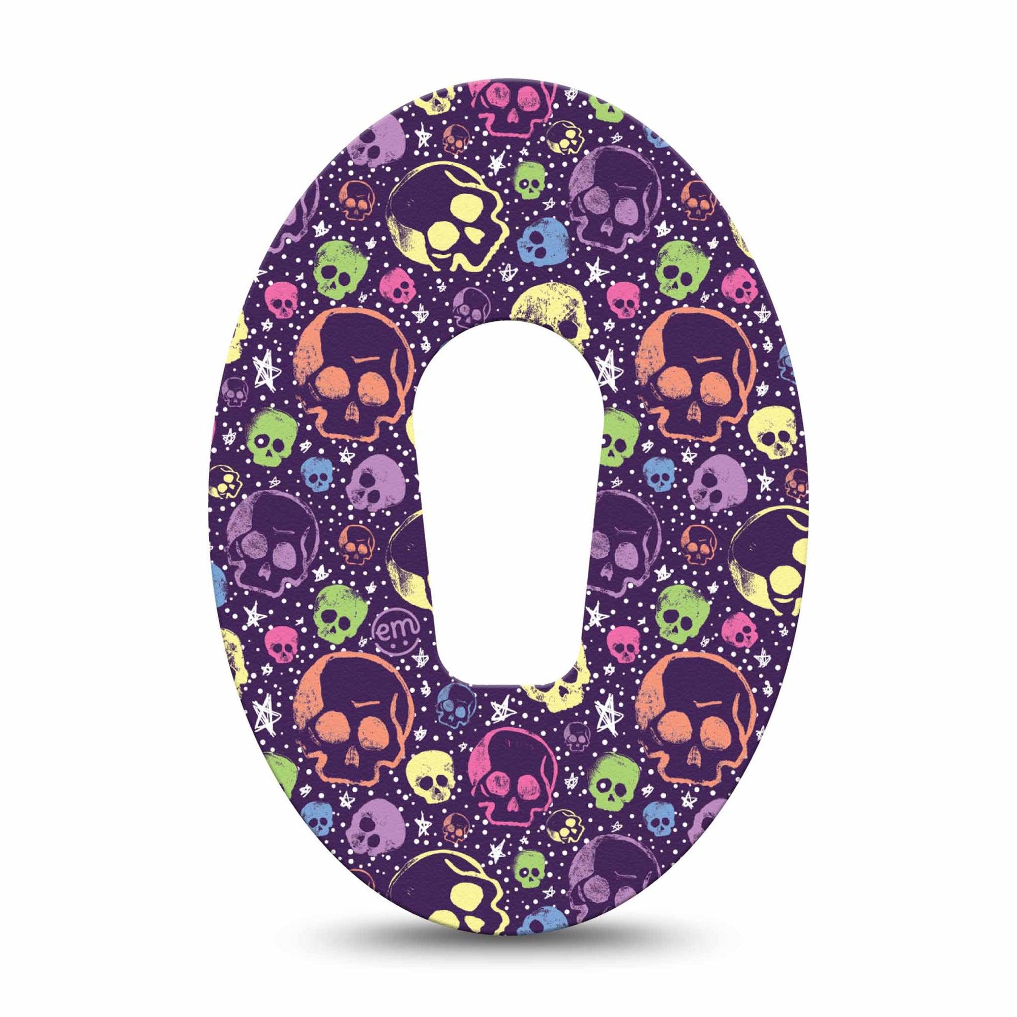 ExpressionMed Neon Skulls Dexcom G6 Tape, Single Tape Glowing Neon Skulls Inspired, Plaster Continuous Glucose Monitor Design