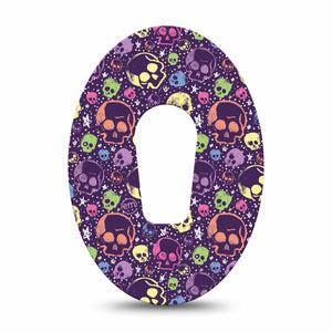 ExpressionMed Neon Skulls Dexcom G6 Tape, Single Tape Glowing Neon Skulls Inspired, Plaster Continuous Glucose Monitor Design