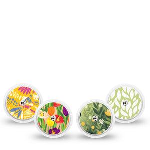 ExpressionMed Vivid Garden Freestyle Libre, Libre 2 Plus, and Abbott Lingo Sticker, 4-Pack Sticker Tulips and butterfly prints Overlay Patch for Continuous Glucose Monitor