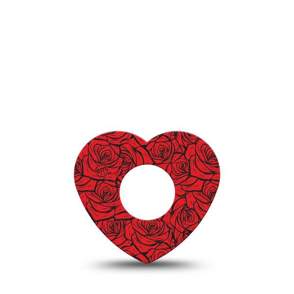 ExpressionMed Roses Infusion Heart, 5-Pack Bold red roses Overlay Patch For Insulin Pump