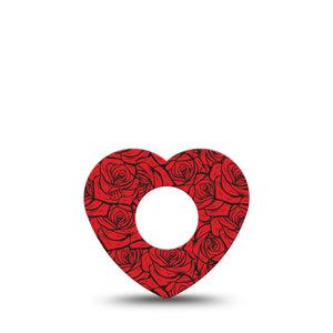 ExpressionMed Roses Infusion Heart, 5-Pack Bold red roses Overlay Patch For Insulin Pump