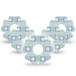 ExpressionMed Patchwork Flowers Infusion Flower, 10-Pack Daisies and plaid Fixing Ring Patch For Pump
