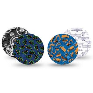 ExpressionMed Mighty Machines Variety Pack Dexcom G7 Overpatch, Dexcom Stelo Glucose Biosensor System, 4-Pack Tape Variety Gears, Overlay Tape CGM Design