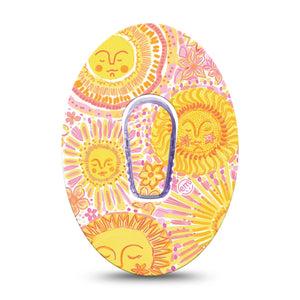 ExpressionMed Bright Sunshine Dexcom G6, Single Tape and Single Sticker sunny floral pattern Sensor Cover for Continuous Glucose Monitor