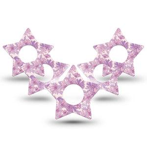 ExpressionMed Purple Daisy Infusion Set Star Shape Tape, 10-Pack Tape Lilac Tranquility Blooms, Fixing Ring Patch Continuous Glucose Monitor Design