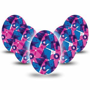 ExpressionMed Violet Vortex Medtronic Guardian Enlite Universal Oval 5-Pack Tape Fun Shape Mix, Plaster CGM Design