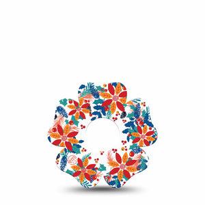 ExpressionMed Joyful Wreath Freestyle Libre 3 Flower Shape Tape Single Tape Bright Happy Wreath, Overlay Tape CGM Design