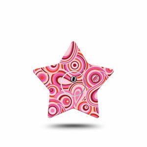 ExpressionMed BB Pink Party Freestyle Libre 3 Star Shape Tape Single Tape and Single Sticker Pink Paisley Inspired Patch CGM Design