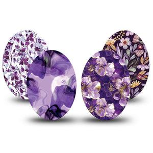 ExpressionMed Moody Plum Medtronic Guardian Enlite Universal Oval, 4-Pack Tape Purple floral selection Best Covers for CGM