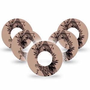 ExpressionMed Hawk Freestyle Libre and Libre 2 Plus Tape, Abbott Lingo, 5-Pack Tape Cute Floral Bird Body Art, Fixing Ring Tape Continuous Glucose Monitor Design