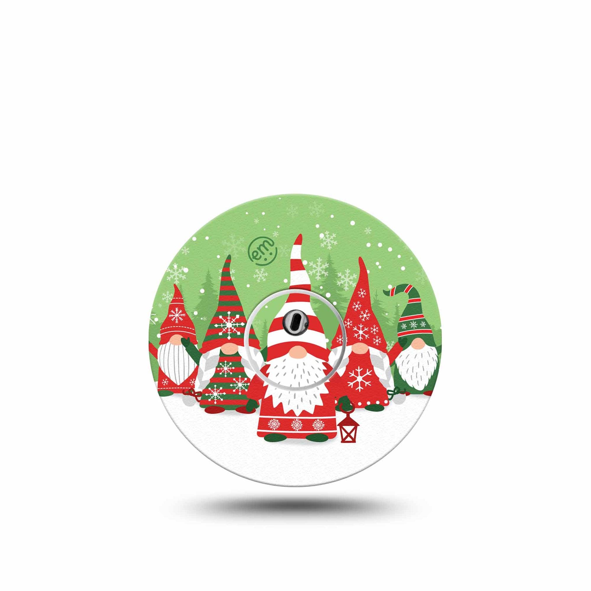 ExpressionMed Holiday Gnomies Freestyle Libre 3 Tape Single Tape and Single Sticker Bright Cute Christmas Gnomes, Adhesive Tape CGM Design