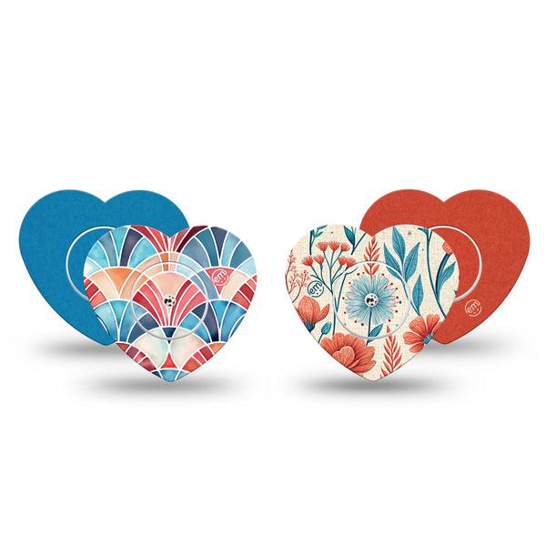 ExpressionMed Teal Rouge Freestyle Libre, Libre 2 Plus, and Abbott Lingo Heart, tape and sticker  bold color contrast Decorative Patch for CGM