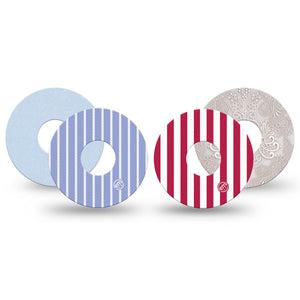 ExpressionMed Washed Classics Freestyle Libre 3 and Libre 3 Plus, 4-Pack Tape faded patriotic colors Best Covers for CGM