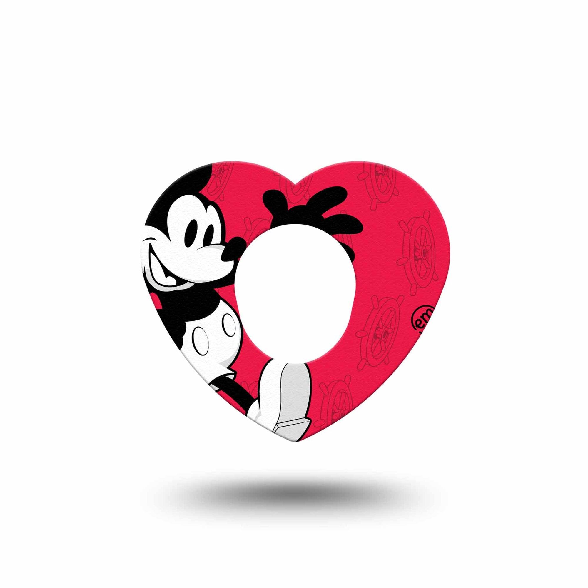 ExpressionMed Magical Mouse Dexcom G7 Heart Shape Tape, Dexcom Stelo Glucose Biosensor System, Single Tape Steamboat Willie Overlay Patch CGM Design