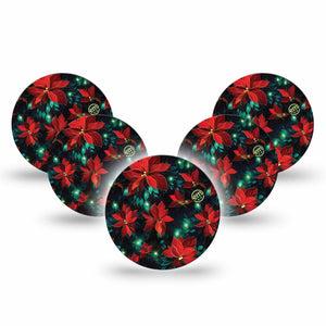 ExpressionMed Christmas Floral Freestyle Libre 3 and Libre 3 Plus Overpatch, 5-Pack Tape Christmas Floral, Adhesive Patch CGM Design
