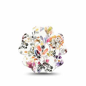 ExpressionMed Delicate Grasses Freestyle Libre 3 Flower Shape Tape Single Tape and Single Sticker Exquisite Colored Grasses  CGM Design