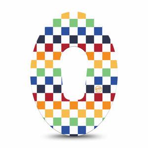 ExpressionMed Rainbow Checkerboard Dexcom G6 Tape Single Tape Rainbow Checked, Plaster Continuous Glucose Monitor Design