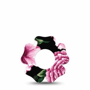 ExpressionMed Intricate Floral Freestyle Libre 2 and Libre 2 Plus Flower Shape Tape, Abbott Lingo,  Single Tape Elegant Petals, Fixing Ring Tape CGM Design