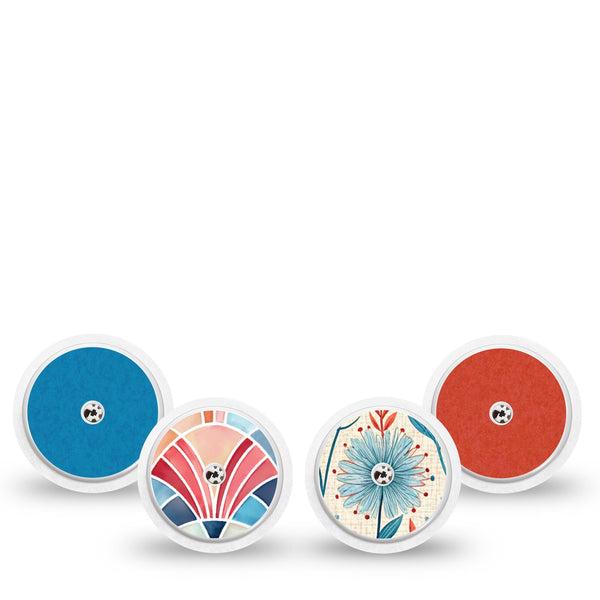 ExpressionMed Teal Rouge Freestyle Libre, Libre 2 Plus, and Abbott Lingo Sticker, 4-Pack Sticker red teal aesthetic Overlay Patch for Continuous Glucose Monitor