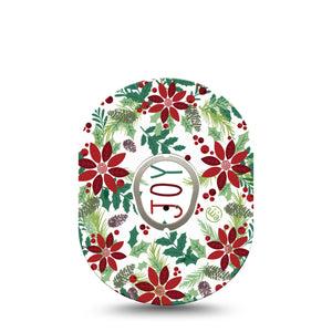 ExpressionMed Christmas Wreath Dexcom G7 Tape, Dexcom Stelo Glucose Biosensor System,  Single Tape and Single Sticker Winter Joyful Foliage, Overlay Tape Continuous Glucose Monitor Design