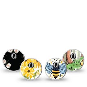 ExpressionMed Sunny Freestyle Libre 3 and Libre 3 Plus Sticker, 4-Pack Sticker happy yellow pattern Vinyl Decoration for CGM