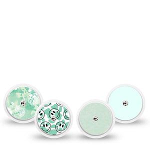 ExpressionMed Pistachio Whirl Variety Pack Freestyle Libre and Libre 2 Plus Sticker, Abbott Lingo, 4-Pack Sticker Variety, Pastel Green Colors, Vinyl Graphics Continuous Glucose Monitor Design