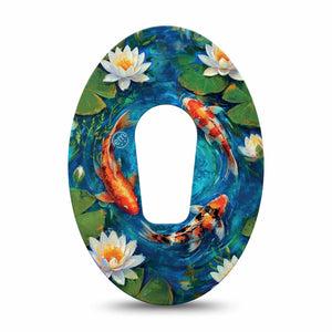 ExpressionMed Koi Pond Dexcom G6, Single Tape koi fish pattern Fixing Ring Tape for Continuous Glucose Monitor