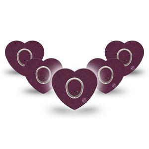 ExpressionMed Wine Red Dexcom G7 Heart Shape Tape, Dexcom Stelo Glucose Biosensor System, 5-Pack Tape and 5-Pack Sticker Basic Color, Overlay Patch CGM Design