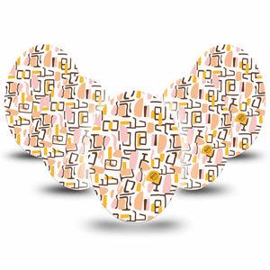 ExpressionMed Squiggles Medtronic Guardian Enlite Universal Oval, 5-Pack Tape Retro Inspired Pattern, Plaster CGM Design