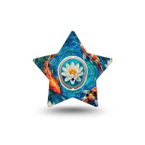 ExpressionMed Koi Pond Dexcom G7 and Dexcom Stelo Glucose Biosensor System Star, Single Tape and Single Sticker water lily design Adhesive Patch for CGM