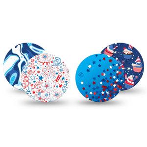 ExpressionMed Firecracker Frenzy Variety Pack Freestyle Libre 3 and Libre 3 Plus Overpatch 4-Pack  Tape Variety Declaration Of Independence, Adhesive Patch CGM Design