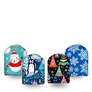 ExpressionMed Holiday Joy Variety Pack Omnipod Full Wrap Center Sticker 4-Pack Sticker Variety Kids' Xmas Illustrations, Vinyl Decoration Pump Design