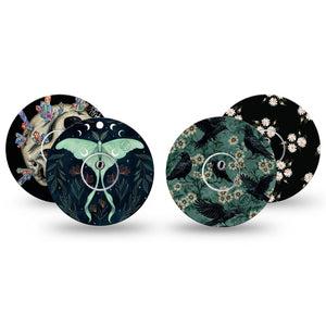 ExpressionMed Gothic Wilderness Freestyle Libre 3 and Libre 3 Plus, tape and sticker  gothic crow floral design Fixing Ring Tape for Continuous Glucose Monitor