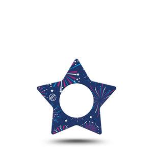 ExpressionMed Night Sky Celebration Freestyle Libre Overpatch, Abbott Lingo, Star Shape Tape Single Adhesive Tape CGM Design