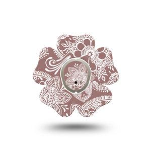 ExpressionMed Henna Dexcom G7 Flower Shape Tape, Dexcom Stelo Glucose Biosensor System, Single Tape and Single Sticker Intricate Henna Plaster CGM Design