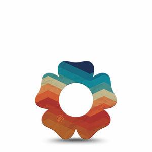 ExpressionMed Retro Winter Coat Freestyle Libre 2 and Libre 2 Plus Flower Shape Tape, Abbott Lingo, Single Tape Color Block Style, Plaster CGM Design