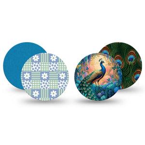 ExpressionMed Ornate Peacock Freestyle Libre 3 and Libre 3 Plus OverPatch, 4-Pack Tape decorative peacock pattern Plaster for CGM