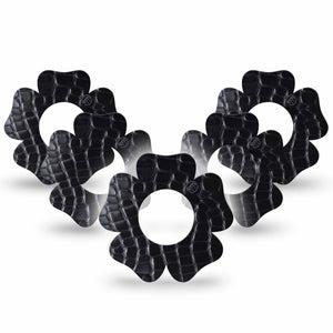 ExpressionMed Black Aligator Skin Freestyle Libre 2 and Libre 2 Plus Flower Shape Tape, Abbott Lingo, 5-Pack Tape Black Sleek Alligator Print, Plaster CGM Design