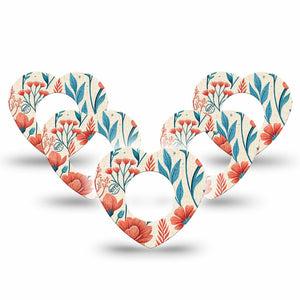 ExpressionMed Desert Wildflower Freestyle Libre, Libre 2 Plus, and Abbott Lingo Heart, 5-Pack Bold desert flower pattern Adhesive Tape for Continuous Glucose Monitor