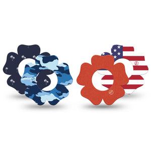 ExpressionMed USA Basics Freestyle Libre, Libre 2 Plus, and Abbott Lingo Flower, 4-Pack Tape patriotic basics Overlay Patch for Continuous Glucose Monitor