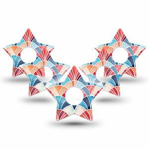 ExpressionMed Watercolor Fan Freestyle Libre 3 and Libre 3 Plus Star, 5-Pack Summertime fan print Decorative Patch for Continuous Glucose Monitor