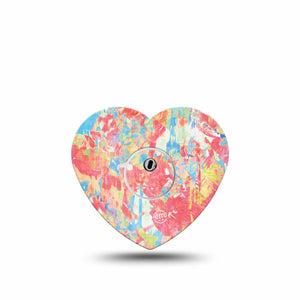 ExpressionMed Faded Summer Freestyle Libre 3 and Libre 3 Plus Heart Shape Tape Single Tape and Single Sticker Vintage Cool Blue Orange Pattern, Patch CGM Design