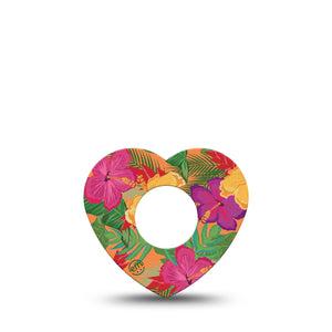 ExpressionMed Bright Hibiscus Infusion Set Heart Shape Tape 5-Pack Tape Lush Flower Plaster Continuous Glucose Monitor Design