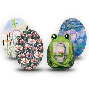ExpressionMed Pondside Variety Pack Dexcom G6 Sticker and Tape  Lily Pad Frog Inspired, Vinyl Sticker and Tape Design CGM Design