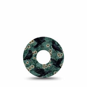 ExpressionMed Crows Freestyle Libre 3 and Libre 3 Plus, Single Tape vintage crow daisies Overlay Patch for Continuous Glucose Monitor
