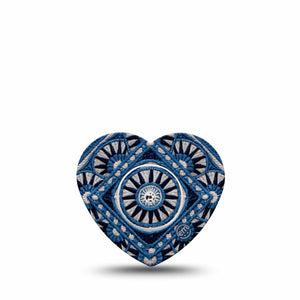ExpressionMed Indigo Loomwork Freestyle Libre, Libre 2 Plus, and Abbott Lingo Heart, Single Tape and Single Sticker Masculine abstract print Decorative Adhesive Tape for CGM