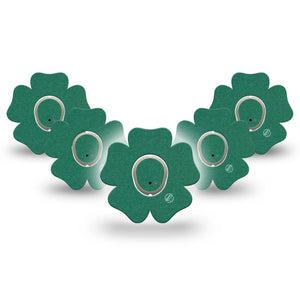 ExpressionMed Forest Green Dexcom G7 Flower Shape Tape, Dexcom Stelo Glucose Biosensor System, 5-Pack Tape and 5-Pack Sticker Deep Shade Of Green, Plaster CGM Design