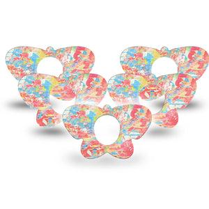 ExpressionMed Faded Summer Dexcom G7 Butterfly Shape Tape, Dexcom Stelo Glucose Biosensor System,  5-Pack Tape Art Faded Coral Print, Adhesive Tape CGM Design