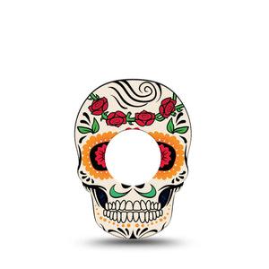 ExpressionMed Dia De Los Muertos Freestyle Libre 2 Skull Shape Tape, Abbott Lingo, Single Tape Art Skull Plaster Continuous Glucose Monitor Design